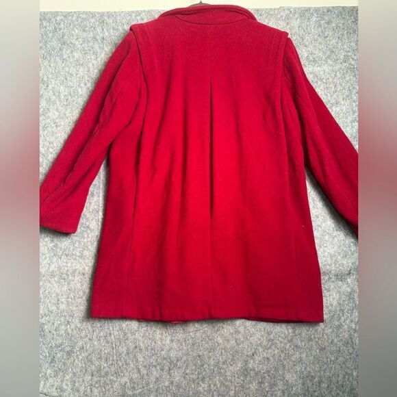 Forecast Blazer Coat Women 9/10 Red Wool Long Sleeve Double Breasted Four Button - Picture 6 of 6